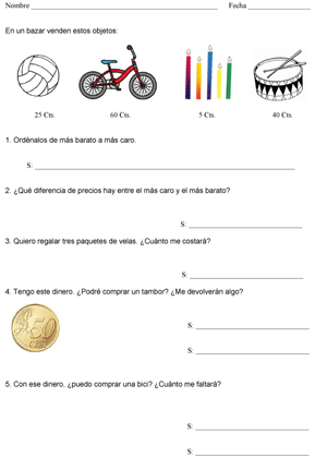 Ficha de aplicación de matemáticas