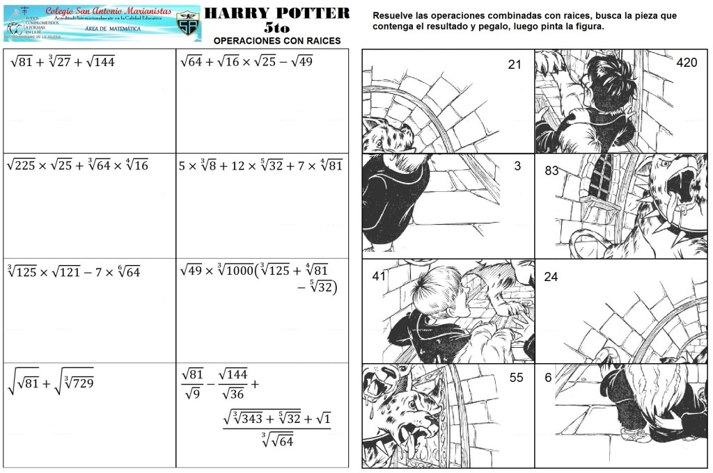 Harry potter operaciones con raices