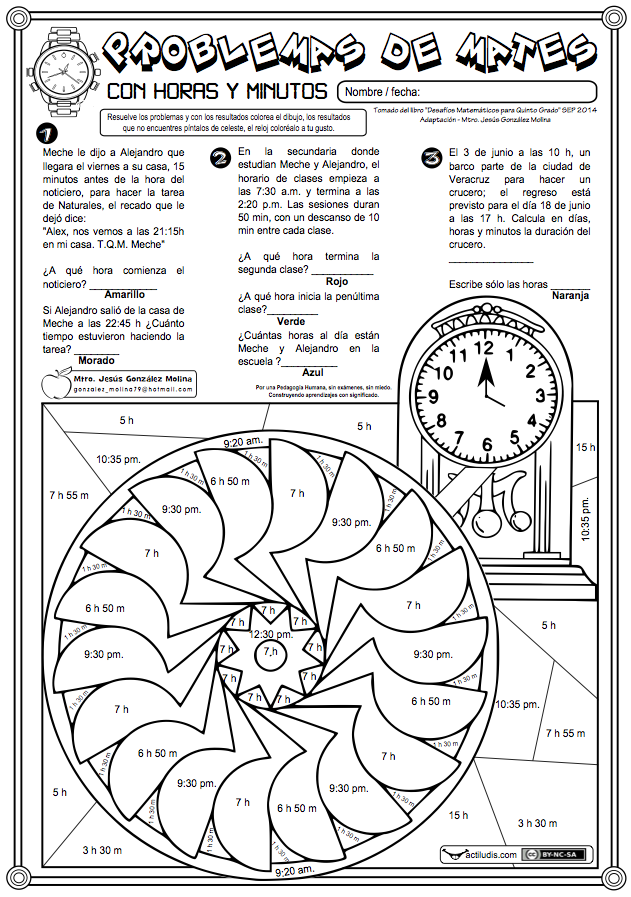 Problemas de mates con horas y minutos