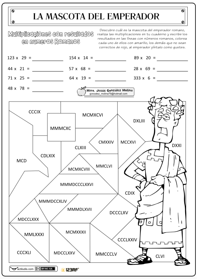 Multiplicaciones con resultados ROMANOS