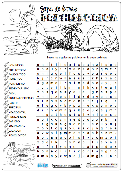 Sopa de letras prehistórica