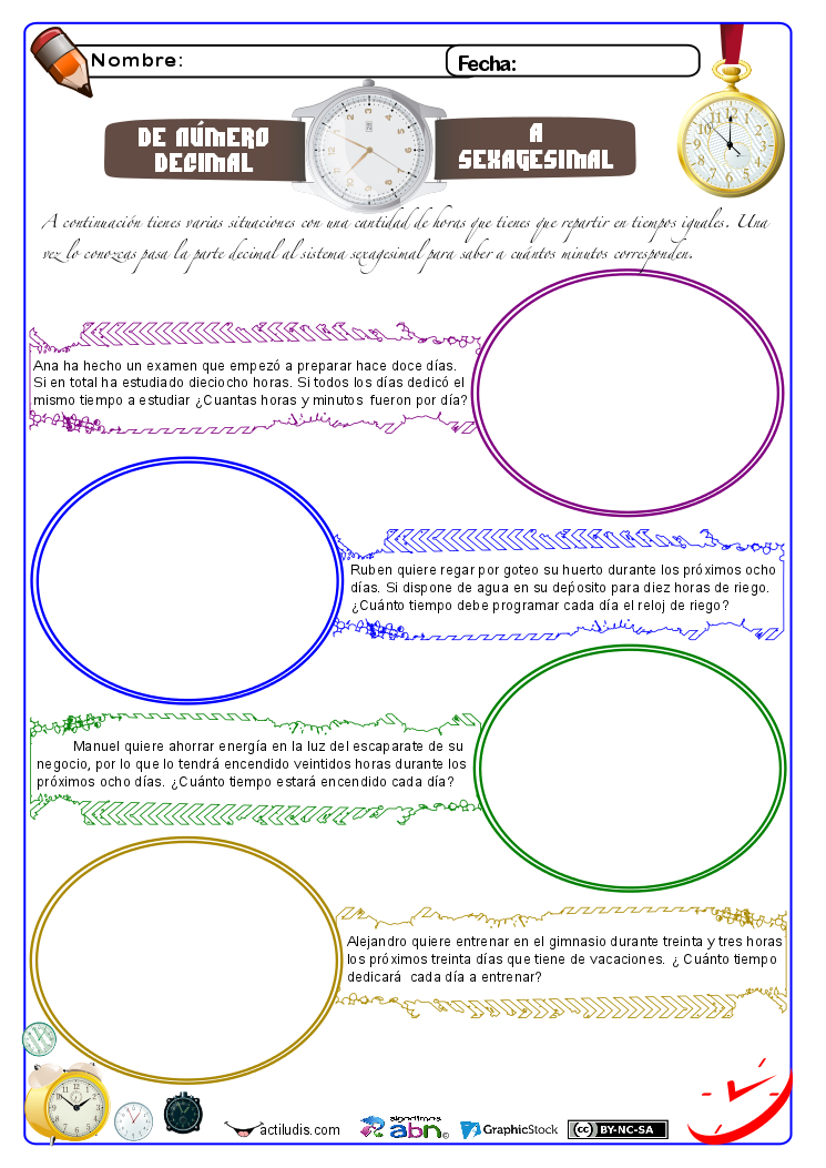 Sistema decimal y sexagesimal con horas 01