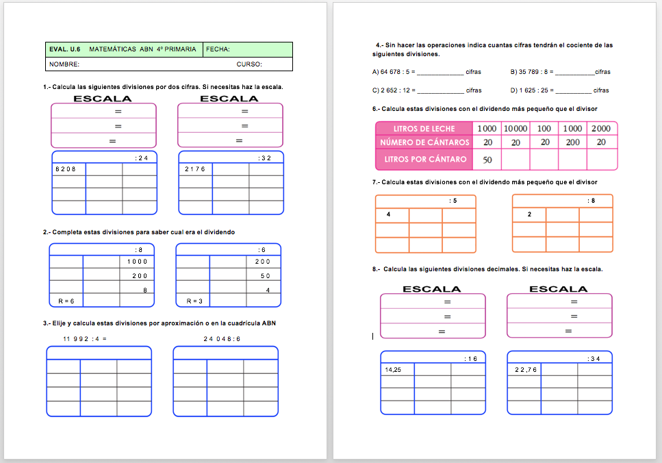 Evaluación 4º