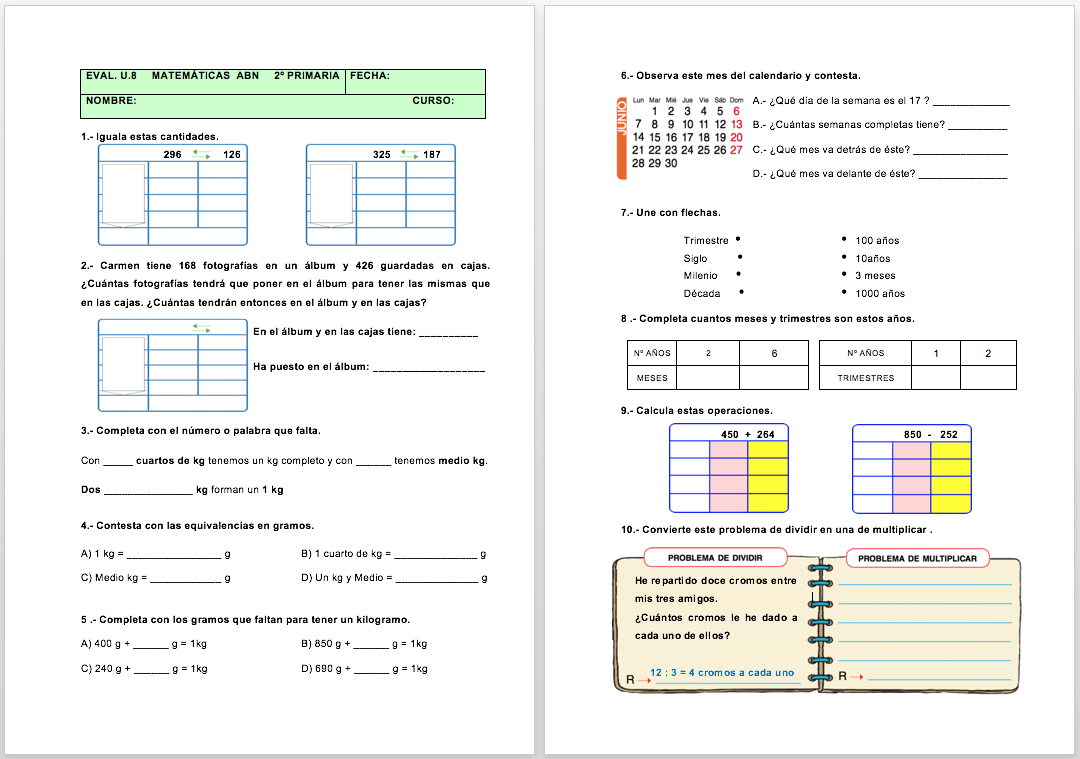 EVALUCIÓN 8 DE SEGUNDO