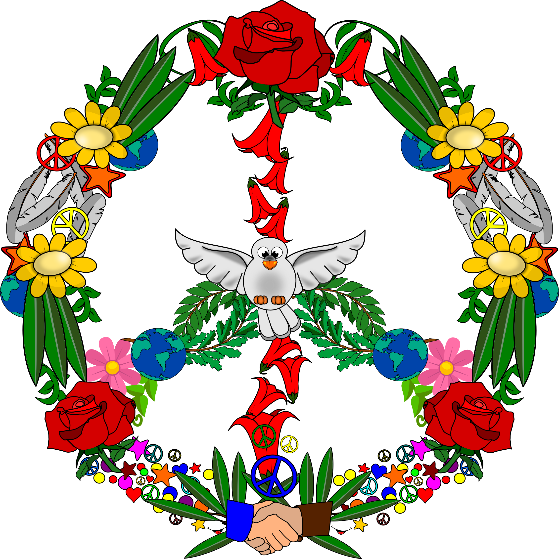 Mural símbolo de la Paz formado con símbolos de paz - Actiludis