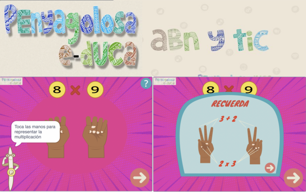 Tablas de multiplicar del 6, 7, 8 y 9 con los dedos y en Scratch